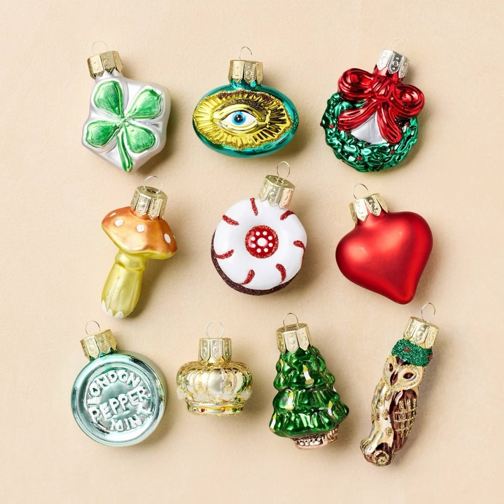 10ct Mini Glass Christmas Ornament Set - John Derian for Target 2025